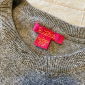 Catherine Malandrino 100% Cashmere  Light Gray Crewneck Sweater